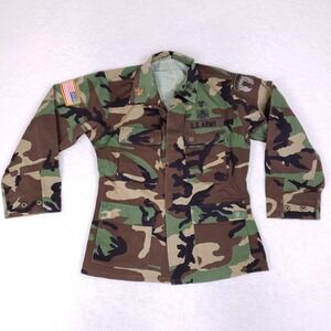 Vintage US Army BDU Jacket Small Short Woodland Camo Ripstop Medical Corps